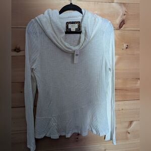 Anthropologie Maeve Ivory Cowl Neck Top..So Cute,NWT, Large